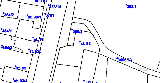Parcela st. 98 v KÚ Lysá nad Labem, Katastrální mapa