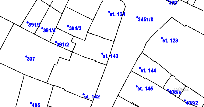 Parcela st. 143 v KÚ Lysá nad Labem, Katastrální mapa