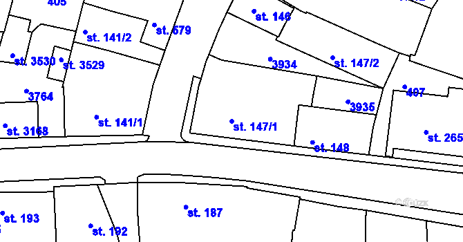 Parcela st. 147/1 v KÚ Lysá nad Labem, Katastrální mapa