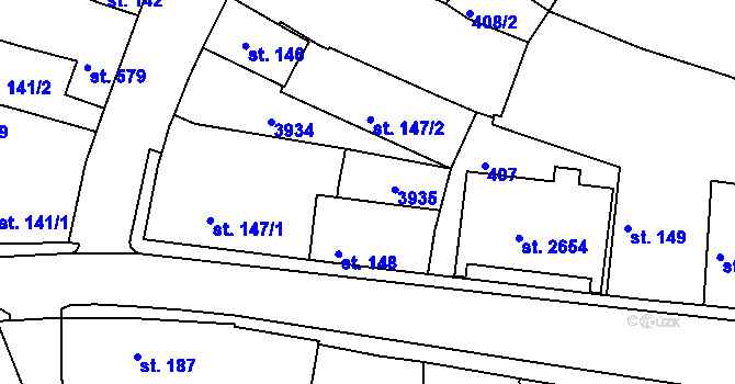 Parcela st. 147/4 v KÚ Lysá nad Labem, Katastrální mapa