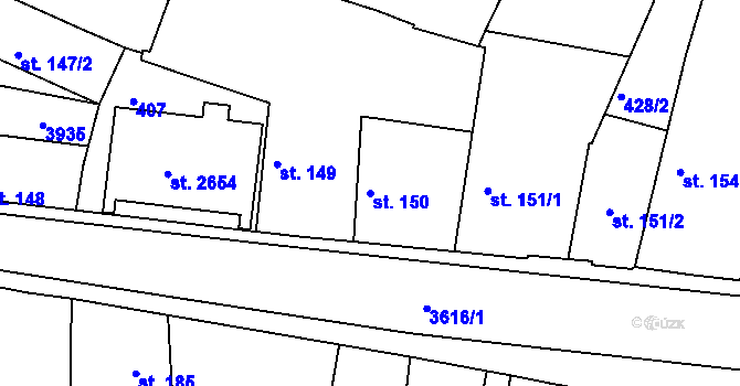 Parcela st. 150 v KÚ Lysá nad Labem, Katastrální mapa