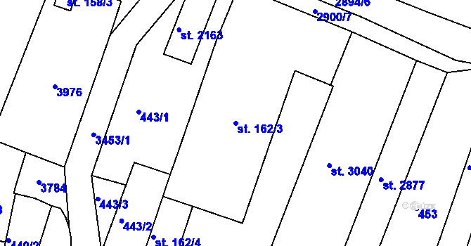 Parcela st. 162/3 v KÚ Lysá nad Labem, Katastrální mapa