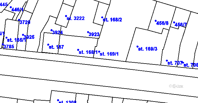 Parcela st. 169/1 v KÚ Lysá nad Labem, Katastrální mapa