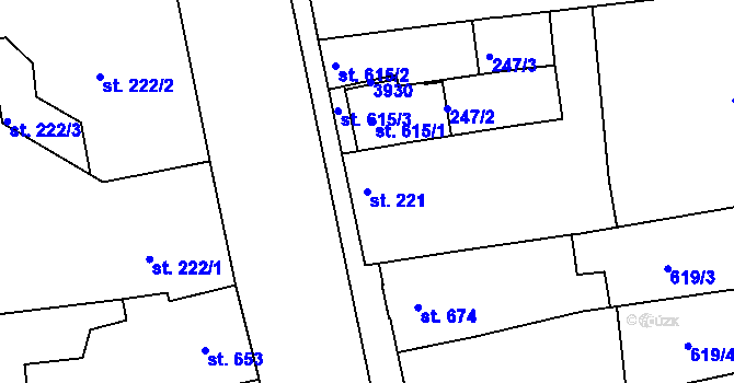 Parcela st. 221 v KÚ Lysá nad Labem, Katastrální mapa