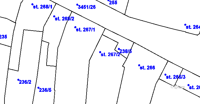 Parcela st. 267/2 v KÚ Lysá nad Labem, Katastrální mapa