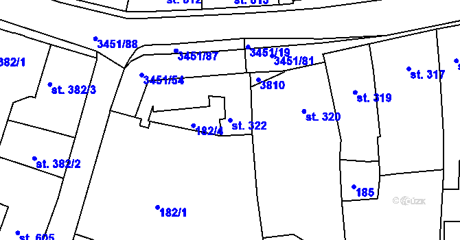 Parcela st. 322 v KÚ Lysá nad Labem, Katastrální mapa