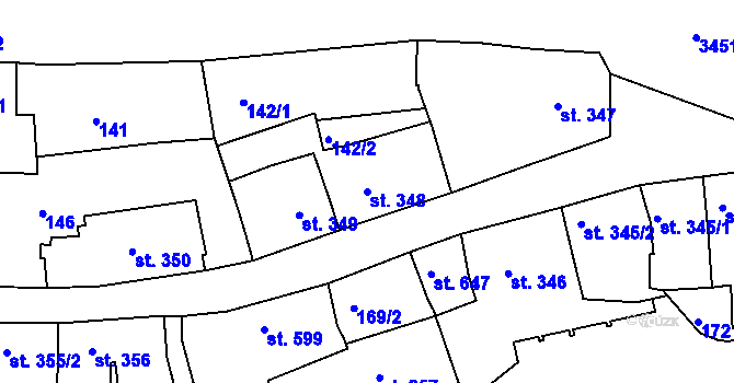 Parcela st. 348 v KÚ Lysá nad Labem, Katastrální mapa