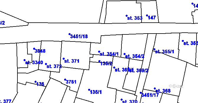 Parcela st. 354/1 v KÚ Lysá nad Labem, Katastrální mapa