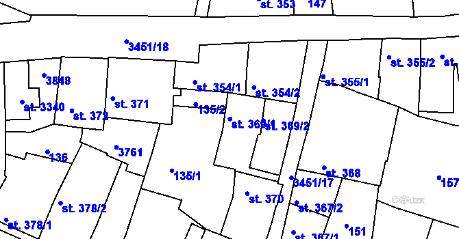 Parcela st. 369/2 v KÚ Lysá nad Labem, Katastrální mapa