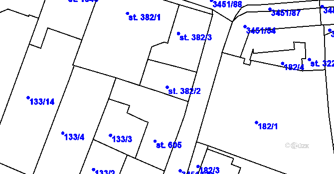 Parcela st. 382/2 v KÚ Lysá nad Labem, Katastrální mapa