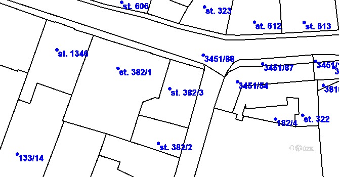 Parcela st. 382/3 v KÚ Lysá nad Labem, Katastrální mapa