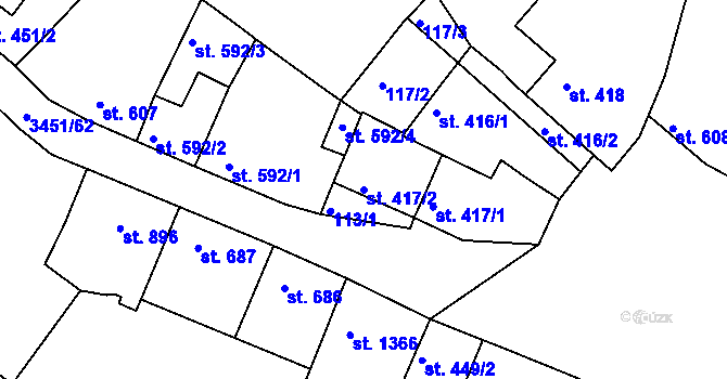 Parcela st. 417/2 v KÚ Lysá nad Labem, Katastrální mapa