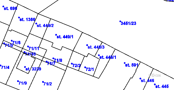Parcela st. 448/3 v KÚ Lysá nad Labem, Katastrální mapa