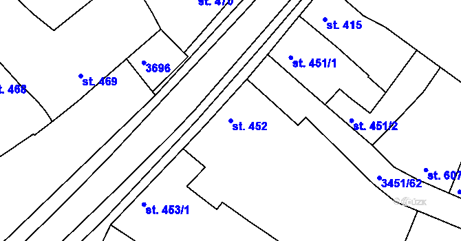 Parcela st. 452 v KÚ Lysá nad Labem, Katastrální mapa