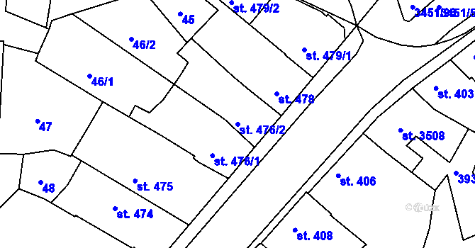 Parcela st. 476/2 v KÚ Lysá nad Labem, Katastrální mapa