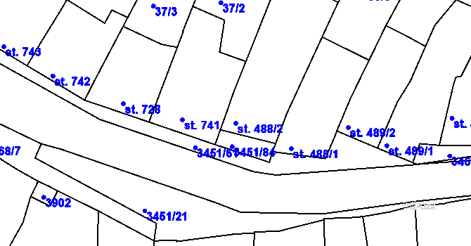 Parcela st. 488/2 v KÚ Lysá nad Labem, Katastrální mapa