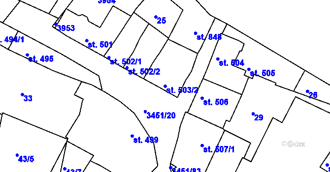 Parcela st. 503/2 v KÚ Lysá nad Labem, Katastrální mapa