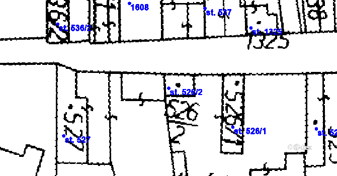 Parcela st. 526/2 v KÚ Lysá nad Labem, Katastrální mapa