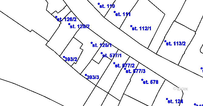 Parcela st. 577/1 v KÚ Lysá nad Labem, Katastrální mapa