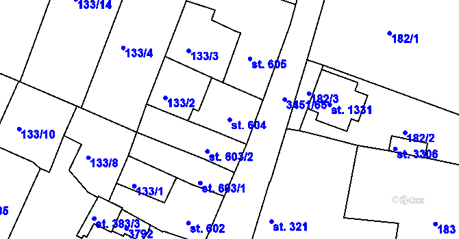 Parcela st. 604 v KÚ Lysá nad Labem, Katastrální mapa