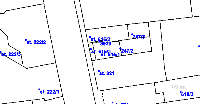 Parcela st. 615/1 v KÚ Lysá nad Labem, Katastrální mapa