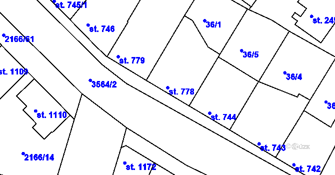 Parcela st. 778 v KÚ Lysá nad Labem, Katastrální mapa