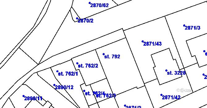 Parcela st. 792 v KÚ Lysá nad Labem, Katastrální mapa