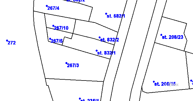 Parcela st. 832/1 v KÚ Lysá nad Labem, Katastrální mapa