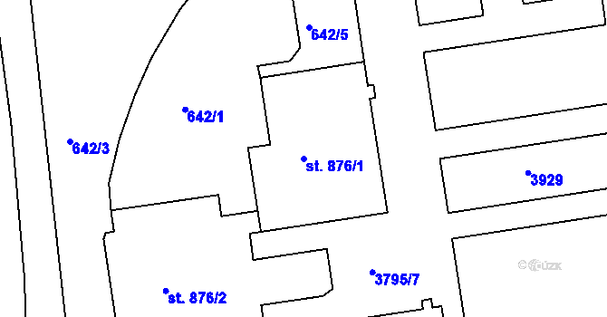 Parcela st. 876/1 v KÚ Lysá nad Labem, Katastrální mapa