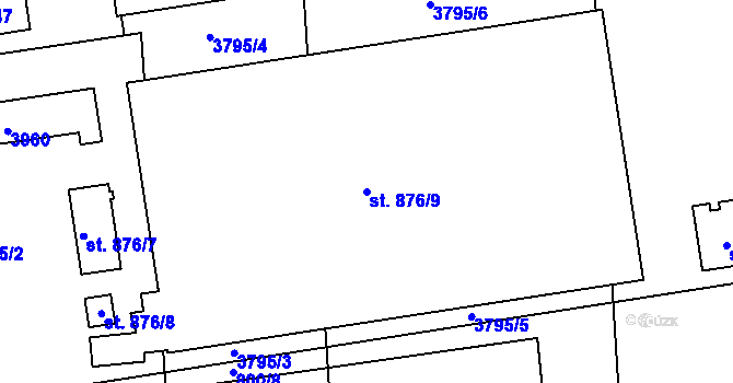 Parcela st. 876/9 v KÚ Lysá nad Labem, Katastrální mapa