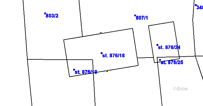 Parcela st. 876/18 v KÚ Lysá nad Labem, Katastrální mapa