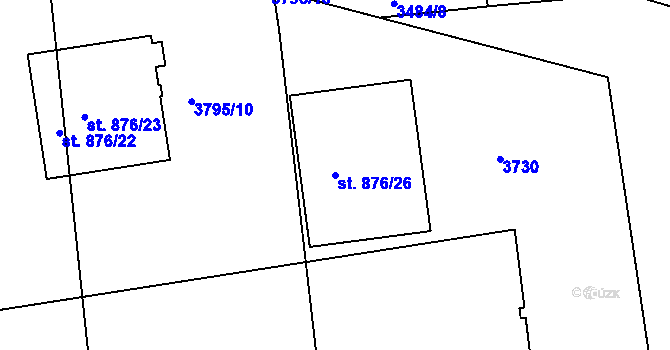 Parcela st. 876/26 v KÚ Lysá nad Labem, Katastrální mapa