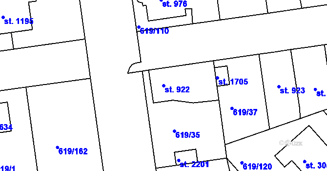 Parcela st. 922 v KÚ Lysá nad Labem, Katastrální mapa