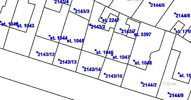 Parcela st. 1046 v KÚ Lysá nad Labem, Katastrální mapa