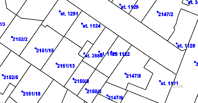 Parcela st. 1123 v KÚ Lysá nad Labem, Katastrální mapa