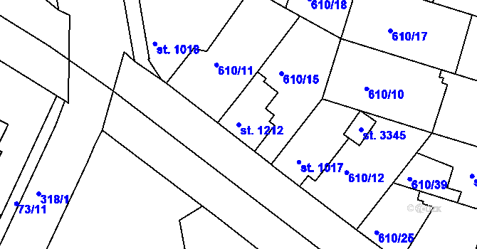 Parcela st. 1212 v KÚ Lysá nad Labem, Katastrální mapa