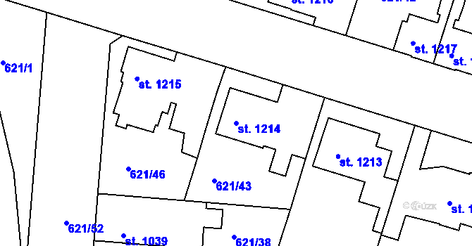 Parcela st. 1214 v KÚ Lysá nad Labem, Katastrální mapa