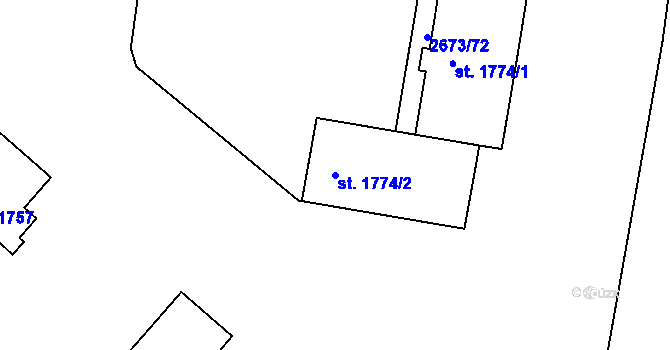 Parcela st. 1774/2 v KÚ Lysá nad Labem, Katastrální mapa