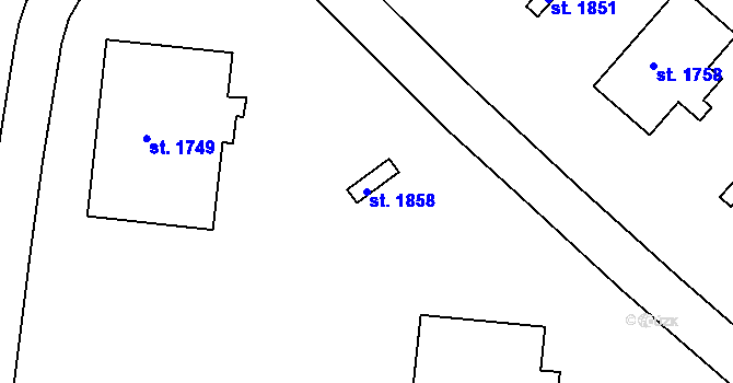 Parcela st. 1858 v KÚ Lysá nad Labem, Katastrální mapa