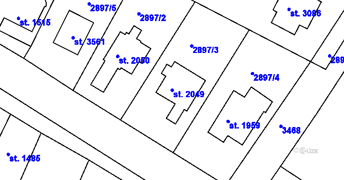 Parcela st. 2049 v KÚ Lysá nad Labem, Katastrální mapa