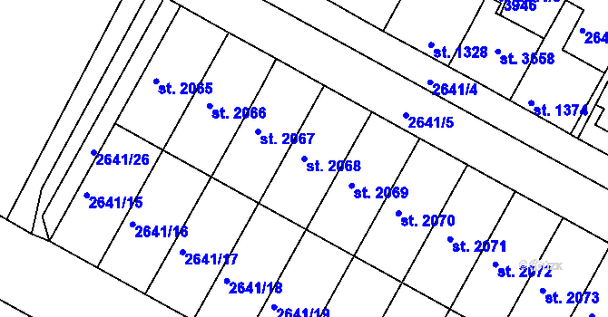 Parcela st. 2068 v KÚ Lysá nad Labem, Katastrální mapa