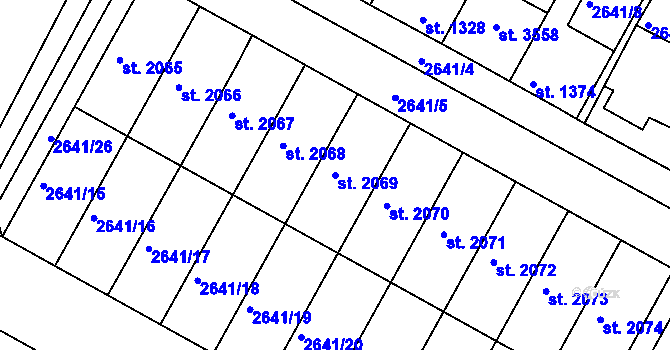 Parcela st. 2069 v KÚ Lysá nad Labem, Katastrální mapa