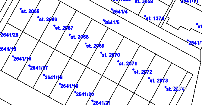 Parcela st. 2070 v KÚ Lysá nad Labem, Katastrální mapa