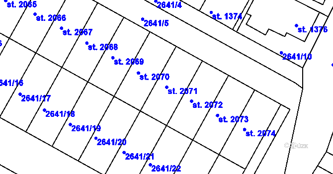 Parcela st. 2071 v KÚ Lysá nad Labem, Katastrální mapa