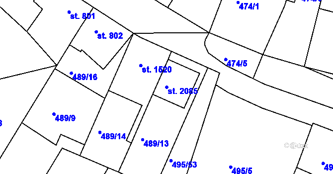 Parcela st. 2085 v KÚ Lysá nad Labem, Katastrální mapa