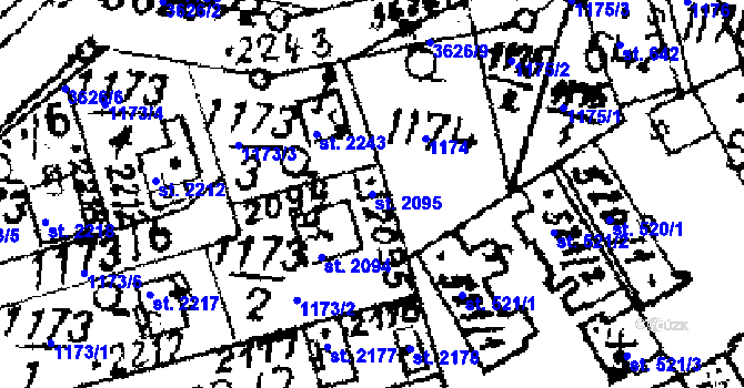 Parcela st. 2095 v KÚ Lysá nad Labem, Katastrální mapa