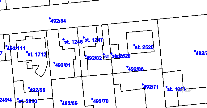 Parcela st. 2100 v KÚ Lysá nad Labem, Katastrální mapa