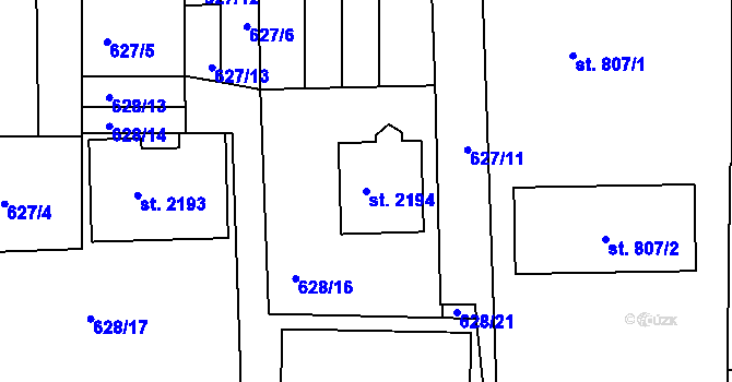 Parcela st. 2194 v KÚ Lysá nad Labem, Katastrální mapa