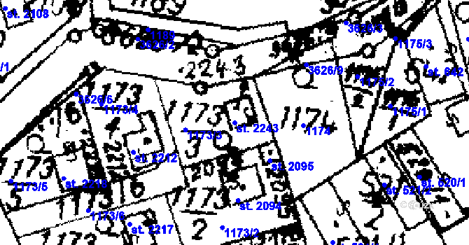 Parcela st. 2243 v KÚ Lysá nad Labem, Katastrální mapa