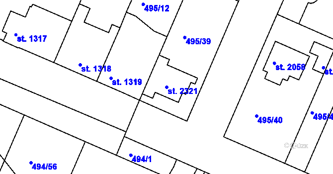 Parcela st. 2321 v KÚ Lysá nad Labem, Katastrální mapa